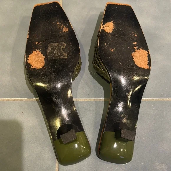 Women's Woven Green Mules - Picture 5 of 5